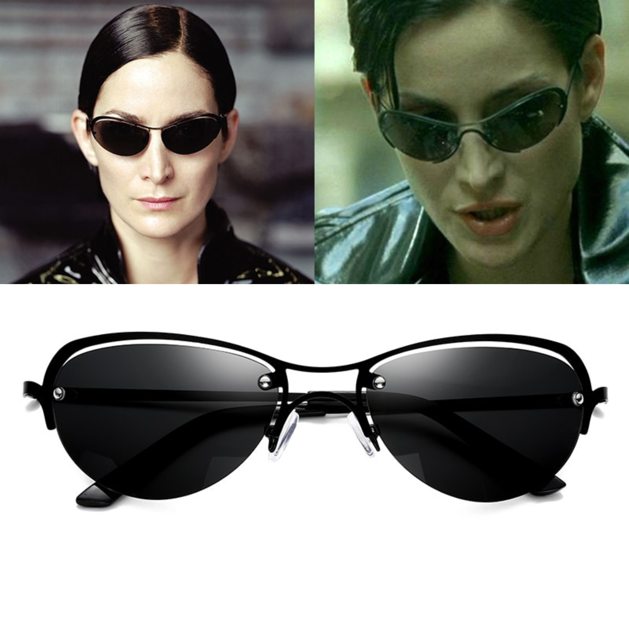 Classic Matrix Neo Glasses Rimless Fashion Movie Same Paragraph Oval  Anti-UV Black Metal Collect Handsome Neo Sunglasses MX001 - AliExpress